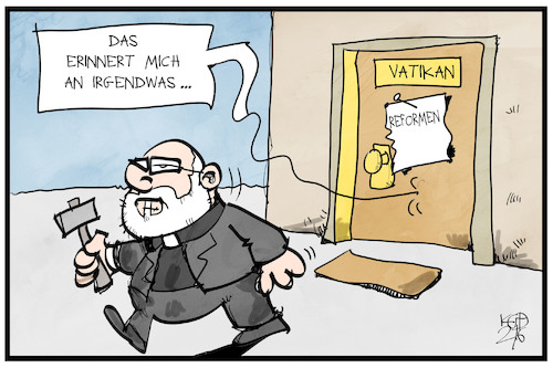 Cartoon: Kardinal Marx (medium) by Kostas Koufogiorgos tagged karikatur,koufogiorgos,illustration,cartoon,marx,kardinal,papst,vatikan,thesen,luther,reformen,kirche,katholisch,karikatur,koufogiorgos,illustration,cartoon,marx,kardinal,papst,vatikan,thesen,luther,reformen,kirche,katholisch