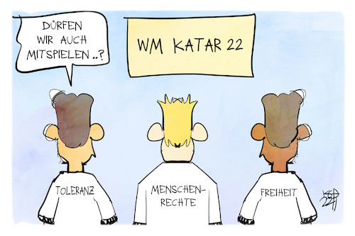 Cartoon: Katar-Kader 2022 (medium) by Kostas Koufogiorgos tagged koufogiorgos,karikatur,wm,katar,kader,toleranz,menschenrechte,freiheit,spieler,koufogiorgos,karikatur,wm,katar,kader,toleranz,menschenrechte,freiheit,spieler