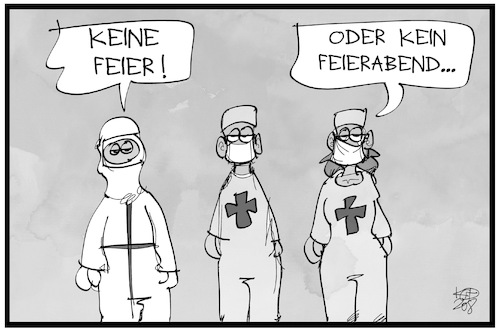 Cartoon: Keine Feier oder kein Feierabend (medium) by Kostas Koufogiorgos tagged karikatur,koufogiorgos,illustration,cartoon,covid19,corona,arzt,pfleger,krankenpfleger,feier,feierabend,beruf,arbeit,krankheit,karikatur,koufogiorgos,illustration,cartoon,covid19,corona,arzt,pfleger,krankenpfleger,feier,feierabend,beruf,arbeit,krankheit