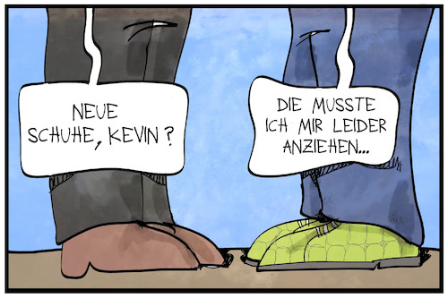 Cartoon: Kevins neue Schuhe 2 (medium) by Kostas Koufogiorgos tagged karikatur,koufogiorgos,illustration,cartoon,groko,grokodil,leder,schuhe,spd,abstimmung,sozialdemokraten,jusos,karikatur,koufogiorgos,illustration,cartoon,groko,grokodil,leder,schuhe,spd,abstimmung,sozialdemokraten,jusos