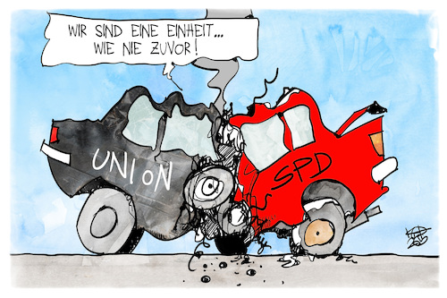 Cartoon: Koalitionseinheit (medium) by Kostas Koufogiorgos tagged karikatur,koufogiorgos,spd,union,auto,crash,koalition,karikatur,koufogiorgos,spd,union,auto,crash,koalition