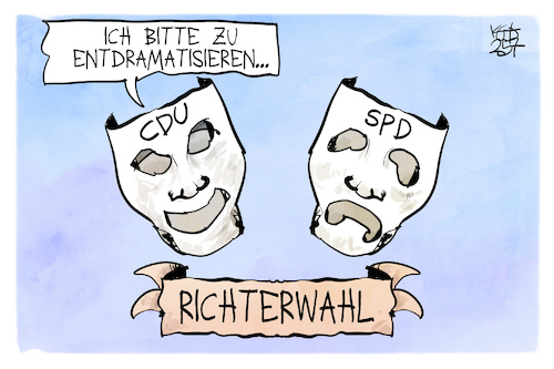 Cartoon: Koalitionstheater (medium) by Kostas Koufogiorgos tagged karikatur,koufogiorgos,drama,theater,komödie,tragödie,richterwahl,regierung,koalition,karikatur,koufogiorgos,drama,theater,komödie,tragödie,richterwahl,regierung,koalition