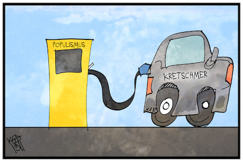 Cartoon: Kretschmer tankt (medium) by Kostas Koufogiorgos tagged karikatur,koufogiorgos,illustration,cartoon,kretschmer,klimapaket,populismus,tanken,ladesäule,eauto,umwelt,karikatur,koufogiorgos,illustration,cartoon,kretschmer,klimapaket,populismus,tanken,ladesäule,eauto,umwelt