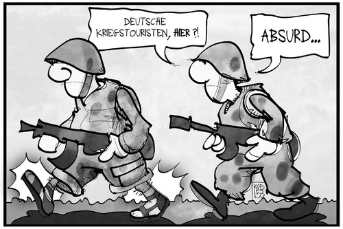 Cartoon: Kriegstouristen (medium) by Kostas Koufogiorgos tagged karikatur,koufogiorgos,illustration,cartoon,kriegstourist,soldat,separatisten,russland,ukraine,ostukraine,sandalen,krieg,konflikt,karikatur,koufogiorgos,illustration,cartoon,kriegstourist,soldat,separatisten,russland,ukraine,ostukraine,sandalen,krieg,konflikt