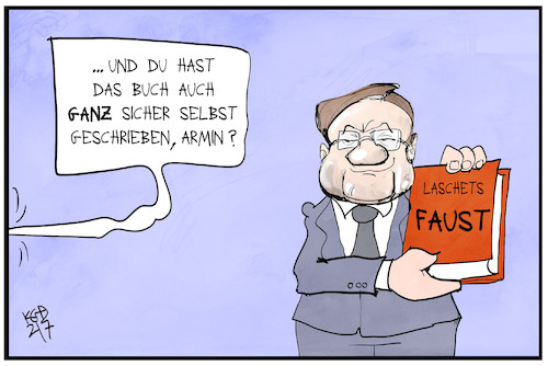 Cartoon: Laschet schreibt ab (medium) by Kostas Koufogiorgos tagged karikatur,koufogiorgos,illustration,cartoon,laschet,plagiat,faust,buch,karikatur,koufogiorgos,illustration,cartoon,laschet,plagiat,faust,buch