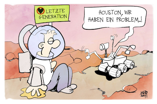 Cartoon: Letzte Generation (medium) by Kostas Koufogiorgos tagged karikatur,koufogiorgos,generation,demonstration,klebstoff,weltall,planet,karikatur,koufogiorgos,generation,demonstration,klebstoff,weltall,planet