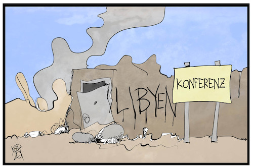 Cartoon: Libyen-Konferenz (medium) by Kostas Koufogiorgos tagged karikatur,koufogiorgos,illustration,cartoon,libyen,konferenz,berlin,krieg,ruine,konflikt,karikatur,koufogiorgos,illustration,cartoon,libyen,konferenz,berlin,krieg,ruine,konflikt