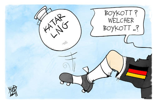 Cartoon: LNG aus Katar (medium) by Kostas Koufogiorgos tagged karikatur,koufogiorgos,habeck,katar,boykott,fußball,energie,gas,lng,karikatur,koufogiorgos,habeck,katar,boykott,fußball,energie,gas,lng