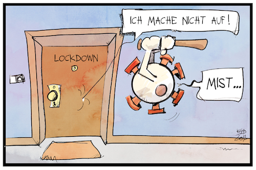 Cartoon: Lockdown (medium) by Kostas Koufogiorgos tagged karikatur,koufogiorgos,illustration,cartoon,lockdown,virus,corona,pandemie,einsperren,ausgangssperre,tür,geschlossen,keule,karikatur,koufogiorgos,illustration,cartoon,lockdown,virus,corona,pandemie,einsperren,ausgangssperre,tür,geschlossen,keule