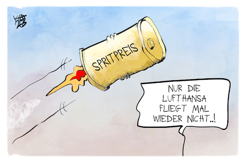 Cartoon: Lufthansa-Streik (medium) by Kostas Koufogiorgos tagged karikatur,koufogiorgos,lufthansa,streik,ölpreis,fliegen,karikatur,koufogiorgos,lufthansa,streik,ölpreis,fliegen