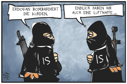 Cartoon: Luftwaffe des IS (medium) by Kostas Koufogiorgos tagged karikatur,koufogiorgos,illustration,cartoon,is,terrorist,terrorismus,islamismus,luftwaffe,erdogan,tuerkei,kurden,pkk,karikatur,koufogiorgos,illustration,cartoon,is,terrorist,terrorismus,islamismus,luftwaffe,erdogan,tuerkei,kurden,pkk
