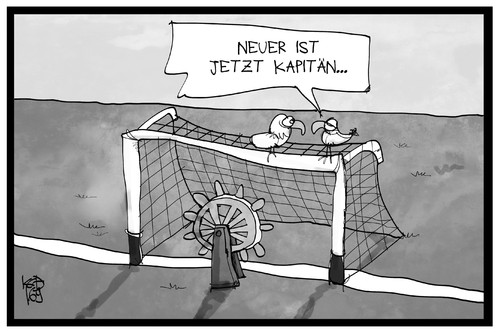 Cartoon: Manuel Neuer (medium) by Kostas Koufogiorgos tagged karikatur,koufogiorgos,illustration,cartoon,dfb,elf,mannschaft,fussball,sport,tor,torwart,kapitän,spielführer,vogel,nationalmannschaft,karikatur,koufogiorgos,illustration,cartoon,dfb,elf,mannschaft,fussball,sport,tor,torwart,kapitän,spielführer,vogel,nationalmannschaft