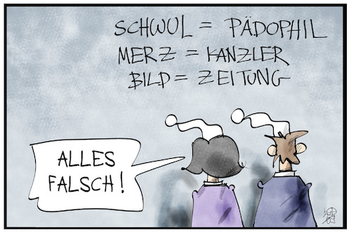 Cartoon: Merz und Bild (medium) by Kostas Koufogiorgos tagged karikatur,koufogiorgos,illustration,cartoon,merz,bild,schwul,paedophil,interview,gleichung,zeitung,sexualität,kanzler,kanzlerkandidat,karikatur,koufogiorgos,illustration,cartoon,merz,bild,schwul,paedophil,interview,gleichung,zeitung,sexualität,kanzler,kanzlerkandidat