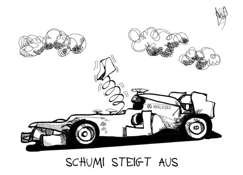 Cartoon: Schumi steigt aus (medium) by Kostas Koufogiorgos tagged koufogiorgos,kostas,karikatur,ende,karriere,sport,auto,motorsport,rennsport,formel,schumacher,michael,michael,schumacher,formel,rennsport,motorsport,auto,sport,karriere,ende,karikatur,kostas,koufogiorgos