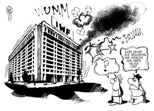 Cartoon: Nachfolge Strauss-Kahn (medium) by Kostas Koufogiorgos tagged strauss kahn,iwf,nachfolge,chef,streit,machtkampf,währungsfonds,wirtschaft,strauss,kahn