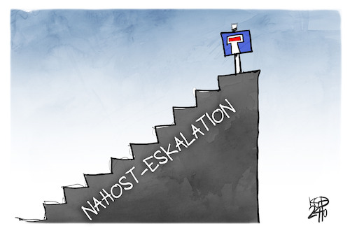 Cartoon: Nahost-Eskalation (medium) by Kostas Koufogiorgos tagged karikatur,koufogiorgos,nahost,sackgasse,eskalation,treppe,stufen,karikatur,koufogiorgos,nahost,sackgasse,eskalation,treppe,stufen