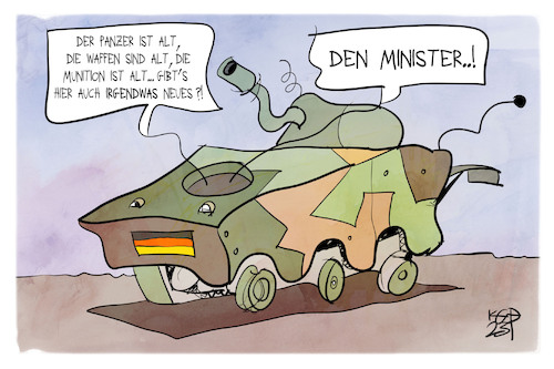 Cartoon: Neues für die Bundeswehr (medium) by Kostas Koufogiorgos tagged karikatur,koufogiorgos,bundeswehr,alt,neu,minister,militär,rüstung,karikatur,koufogiorgos,bundeswehr,alt,neu,minister,militär,rüstung