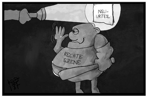 Cartoon: NSU-Urteil (medium) by Kostas Koufogiorgos tagged karikatur,koufogiorgos,illustration,cartoon,nsu,prozess,neonazi,rechts,szene,rechtsextremismus,verborgen,licht,dunkelheit,urteil,zschäpe,karikatur,koufogiorgos,illustration,cartoon,nsu,prozess,neonazi,rechts,szene,rechtsextremismus,verborgen,licht,dunkelheit,urteil,zschäpe