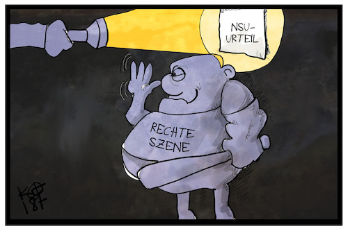 Cartoon: NSU-Urteil (medium) by Kostas Koufogiorgos tagged karikatur,koufogiorgos,illustration,cartoon,nsu,prozess,neonazi,rechts,szene,rechtsextremismus,verborgen,licht,dunkelheit,urteil,zschäpe,karikatur,koufogiorgos,illustration,cartoon,nsu,prozess,neonazi,rechts,szene,rechtsextremismus,verborgen,licht,dunkelheit,urteil,zschäpe