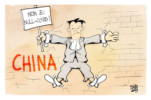 Cartoon: Null Covid in China (medium) by Kostas Koufogiorgos tagged karikatur,koufogiorgos,covid,china,pandemie,protest,karikatur,koufogiorgos,covid,china,pandemie,protest