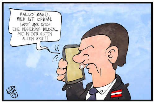 Cartoon: Österreich-Ungarn (medium) by Kostas Koufogiorgos tagged karikatur,koufogiorgos,illustration,cartoon,kurz,orban,österreich,ungarn,regierungskrise,geschichte,karikatur,koufogiorgos,illustration,cartoon,kurz,orban,österreich,ungarn,regierungskrise,geschichte