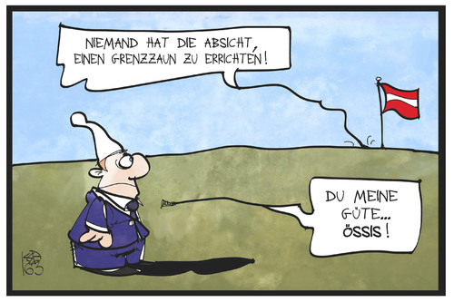 Cartoon: Österreich (medium) by Kostas Koufogiorgos tagged karikatur,koufogiorgos,illustration,cartoon,oesterreich,grenze,ddr,osten,ossis,össis,deutschland,michel,geschichte,mauerbau,absicht,balkanroute,karikatur,koufogiorgos,illustration,cartoon,oesterreich,grenze,ddr,osten,ossis,össis,deutschland,michel,geschichte,mauerbau,absicht,balkanroute