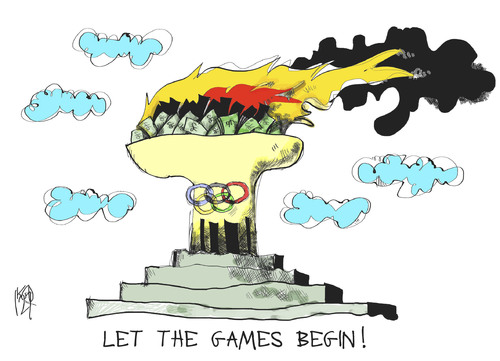 Cartoon: Olympic Games (medium) by Kostas Koufogiorgos tagged olympic,games,sport,money,economy,flame,fire,london,2012,kostas,koufogiorgos