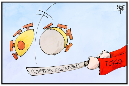 Cartoon: Olympische Geisterspiele (medium) by Kostas Koufogiorgos tagged karikatur,koufogiorgos,illustration,cartoon,olympia,tokia,geisterspiele,sport,corona,samurai,karikatur,koufogiorgos,illustration,cartoon,olympia,tokia,geisterspiele,sport,corona,samurai