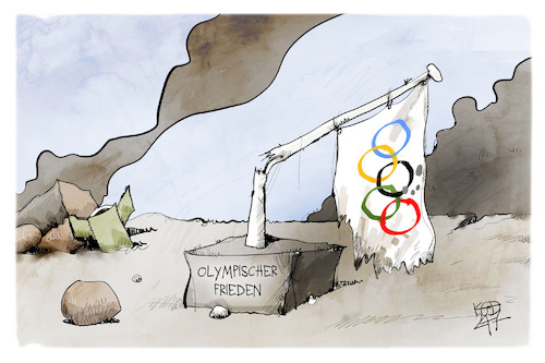 Cartoon: Olympischer Frieden (medium) by Kostas Koufogiorgos tagged karikatur,koufogiorgos,frieden,olympia,flagge,krieg,karikatur,koufogiorgos,frieden,olympia,flagge,krieg