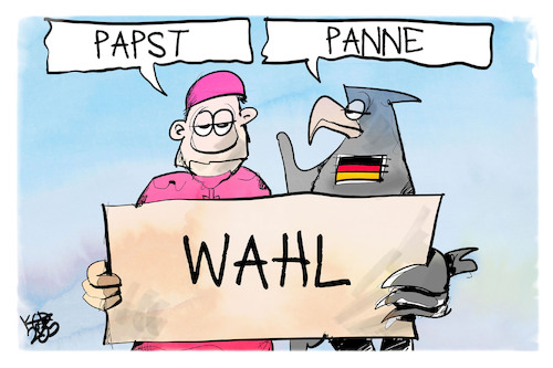 Cartoon: Pannenwahl (medium) by Kostas Koufogiorgos tagged karikatur,koufogiorgos,wahl,kanzler,papst,panne,kardinal,vatikan,bundesadler,karikatur,koufogiorgos,wahl,kanzler,papst,panne,kardinal,vatikan,bundesadler
