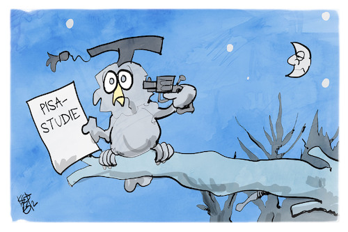 Cartoon: Pisa-Studie (medium) by Kostas Koufogiorgos tagged karikatur,koufogiorgos,bildung,eule,selbstmord,pisa,studie,karikatur,koufogiorgos,bildung,eule,selbstmord,pisa,studie