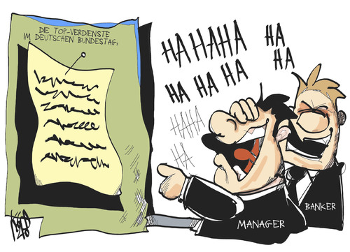 Cartoon: Politiker-Einkünfte (medium) by Kostas Koufogiorgos tagged nebeneinkünfte,banker,manager,lobbyisten,politik,geld,gehalt,karikatur,kostas,koufogiorgos,nebeneinkünfte,banker,manager,lobbyisten,politik,geld,gehalt,karikatur,kostas,koufogiorgos