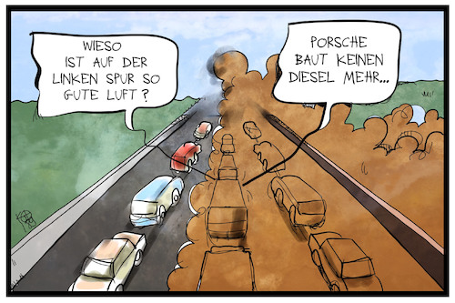 Cartoon: Porsche-Diesel (medium) by Kostas Koufogiorgos tagged karikatur,koufogiorgos,merkel,seehofer,porsche,diesel,autobahn,luftverschmutzung,abgase,dieselgate,stickoxide,verkehr,autobauer,wirtschaft,karikatur,koufogiorgos,merkel,seehofer,porsche,diesel,autobahn,luftverschmutzung,abgase,dieselgate,stickoxide,verkehr,autobauer,wirtschaft