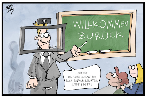 Cartoon: Präsenzunterricht (medium) by Kostas Koufogiorgos tagged karikatur,koufogiorgos,illustration,cartoon,schule,lehrer,bildschirm,eingewöhnung,bildung,schüler,karikatur,koufogiorgos,illustration,cartoon,schule,lehrer,bildschirm,eingewöhnung,bildung,schüler