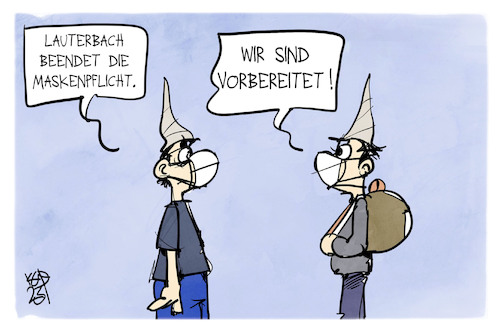 Cartoon: Querdenker tragen Masken (medium) by Kostas Koufogiorgos tagged querdenker,lassen,sich,von,lauterbach,nichts,vorschreiben,querdenker,lassen,sich,von,lauterbach,nichts,vorschreiben