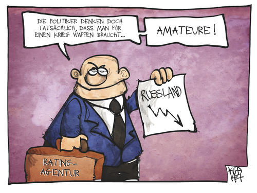 Cartoon: Rating-Agenturen (medium) by Kostas Koufogiorgos tagged karikatur,koufogiorgos,cartoon,illustration,russland,rating,agentur,wirtschaft,markt,börse,finanzen,bank,kurs,waffe,konflikt,krieg,ukraine,politik,karikatur,koufogiorgos,cartoon,illustration,russland,rating,agentur,wirtschaft,markt,börse,finanzen,bank,kurs,waffe,konflikt,krieg,ukraine,politik