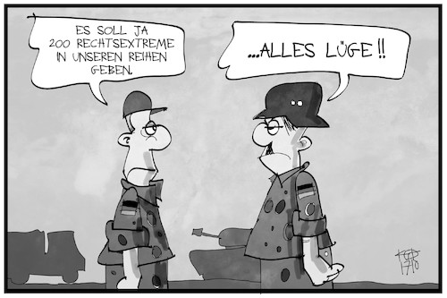 Cartoon: Rechtsextremismus Bundeswehr (medium) by Kostas Koufogiorgos tagged karikatur,koufogiorgos,illustration,cartoon,bundeswehr,rechtsextremismus,stahlhelm,neonazi,armee,militaer,geschichte,karikatur,koufogiorgos,illustration,cartoon,bundeswehr,rechtsextremismus,stahlhelm,neonazi,armee,militaer,geschichte