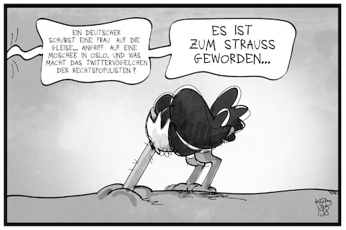 Cartoon: Rechtspopulisten-Tweets (medium) by Kostas Koufogiorgos tagged karikatur,koufogiorgos,illustration,cartoon,afd,twitter,tweet,vogel,straftat,anschlag,ausländer,partei,populismus,social,media,karikatur,koufogiorgos,illustration,cartoon,afd,twitter,tweet,vogel,straftat,anschlag,ausländer,partei,populismus,social,media