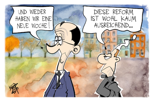 Cartoon: Reformen (medium) by Kostas Koufogiorgos tagged karikatur,koufogiorgos,reform,merz,michel,neuanfang,woche,karikatur,koufogiorgos,reform,merz,michel,neuanfang,woche