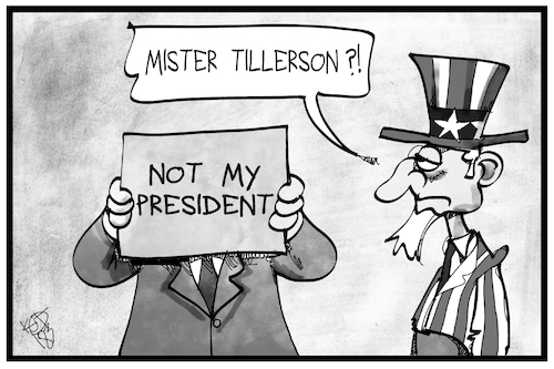 Cartoon: Rex Tillerson (medium) by Kostas Koufogiorgos tagged karikatur,koufogiorgos,illustration,cartoon,tillerson,trump,president,usa,uncle,sam,job,amt,aufgabe,entlassung,aussenminister,politik,regierung,kabinett,karikatur,koufogiorgos,illustration,cartoon,tillerson,trump,president,usa,uncle,sam,job,amt,aufgabe,entlassung,aussenminister,politik,regierung,kabinett