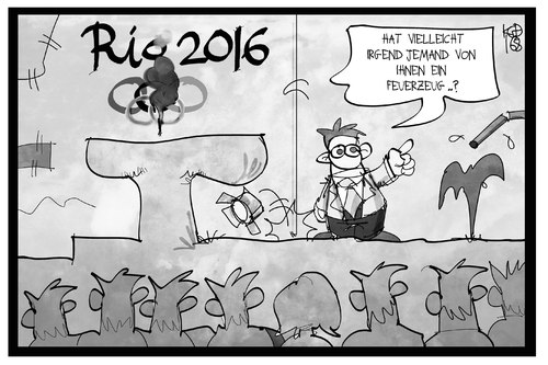 Cartoon: Rio 2016 (medium) by Kostas Koufogiorgos tagged karikatur,koufogiorgos,illustration,cartoon,rio,olympia,olympische,spiele,panne,feuer,feuerzeug,sport,eröffnung,feier,karikatur,koufogiorgos,illustration,cartoon,rio,olympia,olympische,spiele,panne,feuer,feuerzeug,sport,eröffnung,feier