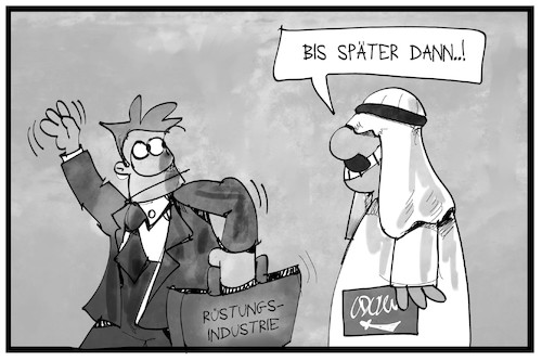 Cartoon: Rüstungsexporte (medium) by Kostas Koufogiorgos tagged karikatur,koufogiorgos,cartoon,saudi,arabien,wirtschaft,rüstung,scheich,geschäft,karikatur,koufogiorgos,cartoon,saudi,arabien,wirtschaft,rüstung,scheich,geschäft