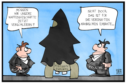 Cartoon: Rüstungsexporte (medium) by Kostas Koufogiorgos tagged karikatur,koufogiorgos,illustration,cartoon,bundesregierung,groko,rakete,waffen,rüstung,exporte,burka,wirtschaft,konflikt,karikatur,koufogiorgos,illustration,cartoon,bundesregierung,groko,rakete,waffen,rüstung,exporte,burka,wirtschaft,konflikt