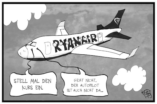 Cartoon: Ryanair (medium) by Kostas Koufogiorgos tagged karikatur,koufogiorgos,illustration,cartoon,ryanair,autopilot,flugzeug,fluglinie,streik,wirtschaft,beruf,arbeit,karikatur,koufogiorgos,illustration,cartoon,ryanair,autopilot,flugzeug,fluglinie,streik,wirtschaft,beruf,arbeit