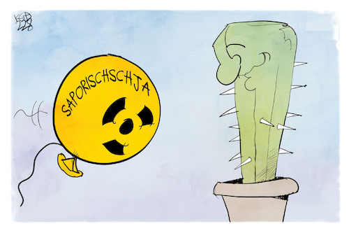 Cartoon: Saporischschja (medium) by Kostas Koufogiorgos tagged karikatur,koufogiorgos,saporischschja,akw,kaktus,ballon,krieg,russland,ukraine,atomunfall,karikatur,koufogiorgos,saporischschja,akw,kaktus,ballon,krieg,russland,ukraine,atomunfall
