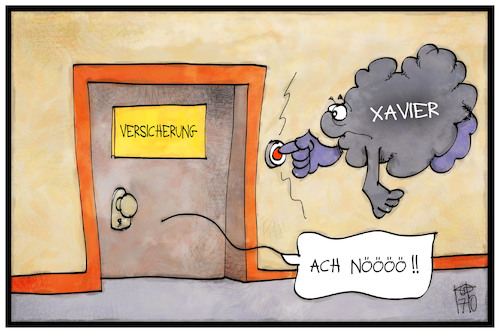 Cartoon: Schäden durch Xavier (medium) by Kostas Koufogiorgos tagged karikatur,koufogiorgos,illustration,cartoon,xavier,sturm,schaden,versicherung,rück,klingeln,wolfe,orkan,wetter,umwelt,wirtschaft,karikatur,koufogiorgos,illustration,cartoon,xavier,sturm,schaden,versicherung,rück,klingeln,wolfe,orkan,wetter,umwelt,wirtschaft