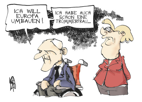 Cartoon: Schäuble und die Trümmerfrau (medium) by Kostas Koufogiorgos tagged schäuble,merkel,europa,trümmerfrau,krise,karikatur,kostas,koufogiorgos,schäuble,merkel,europa,trümmerfrau,krise,karikatur,kostas,koufogiorgos