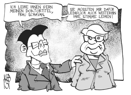 Cartoon: Schavan (medium) by Kostas Koufogiorgos tagged schavan,doktor,titel,wissenschaft,ministerin,stimme,wahl,fdp,cdu,leihstimme,dissertation,promotion,karikatur,kostas,koufogiorgos,schavan,doktor,titel,wissenschaft,ministerin,stimme,wahl,fdp,cdu,leihstimme,dissertation,promotion,karikatur,kostas,koufogiorgos