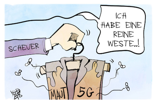 Cartoon: Scheuers Weste (medium) by Kostas Koufogiorgos tagged karikatur,koufogiorgos,5g,maut,scheuer,weste,schmutz,sauber,csu,karikatur,koufogiorgos,5g,maut,scheuer,weste,schmutz,sauber,csu