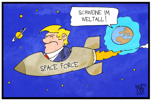 Cartoon: Schweine im Weltall (medium) by Kostas Koufogiorgos tagged karikatur,koufogiorgos,illustration,cartoon,muppets,schweine,weltall,trump,raumfahrt,space,force,usa,streitkräfte,armee,karikatur,koufogiorgos,illustration,cartoon,muppets,schweine,weltall,trump,raumfahrt,space,force,usa,streitkräfte,armee